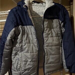 Stylish Kids Puffer Jacket - Navy and Gray